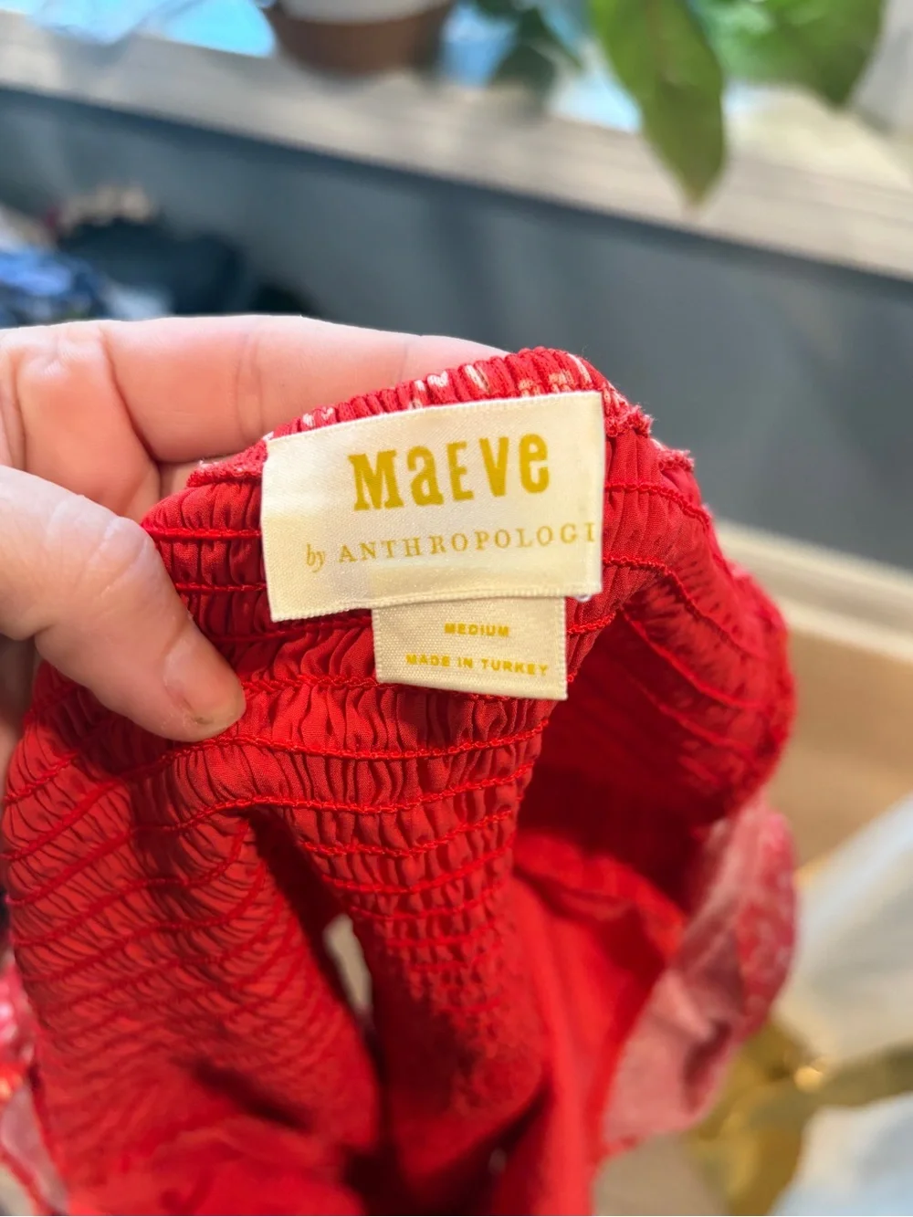 Maeve by Anthropologie Ruched Mesh Polka Dot Top Medium